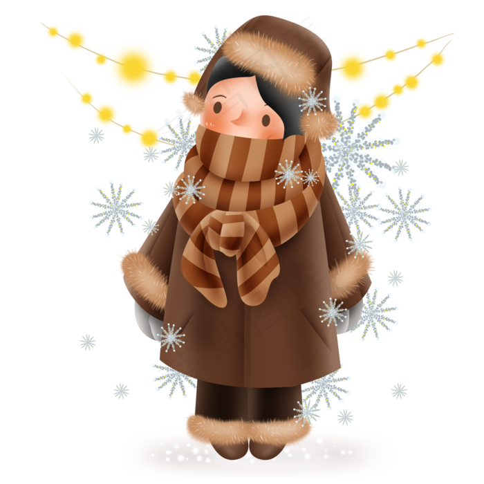 冬天里雪天的男孩,免抠元素(2000*2000px 300 dpi )psd模版下载
