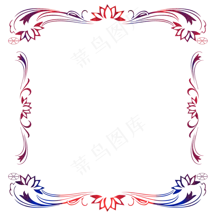 荷花荷叶彩色渐变花边边框(2000X2000(DPI:300))psd模版下载