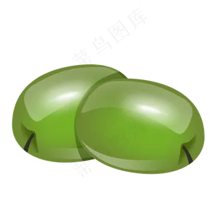 两个绿色水晶精致大枣psd透明底