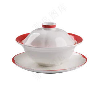 红边白瓷汤碗套,免抠元素