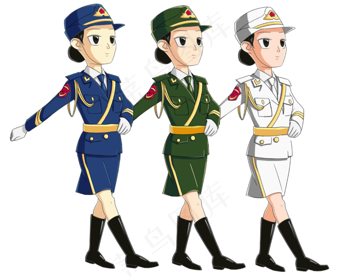 阅兵仪式上的女兵,免抠元素(2466*2000px 300 dpi )psd模版下载