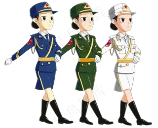 阅兵仪式上的女兵,免抠元素