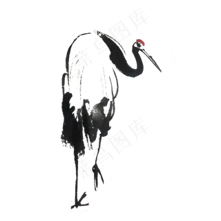 中国风水墨仙鹤手绘,免抠元素
