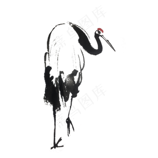 中国风水墨仙鹤手绘,免抠元素