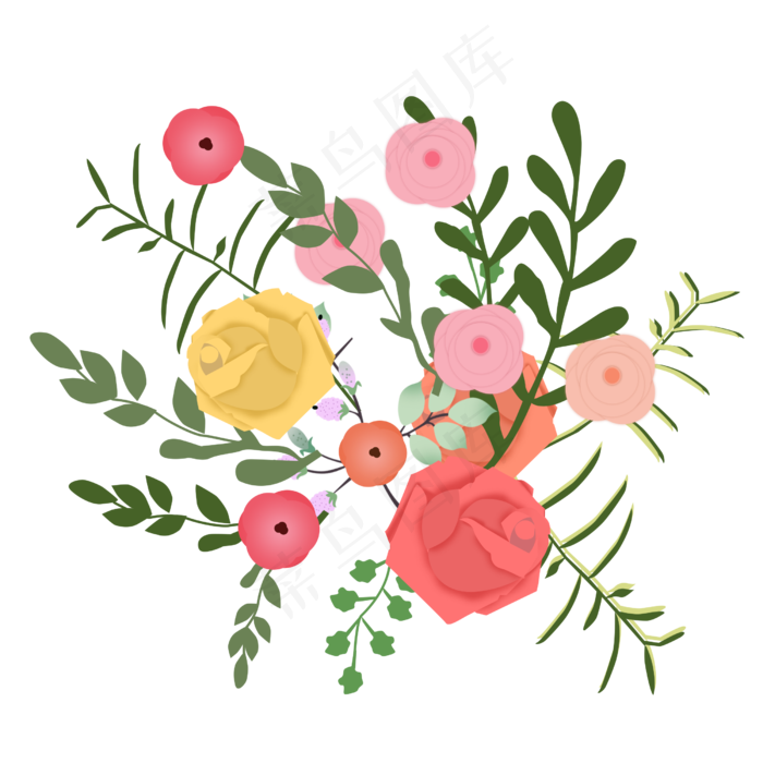 情人节玫瑰花束(2500X2500(DPI:300))psd模版下载