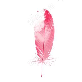 红色水彩水粉装饰羽毛,免抠元素