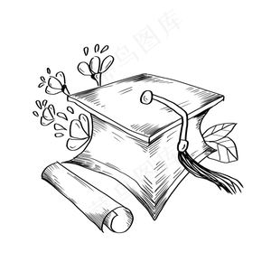 毕业季手绘博士帽,免抠元素