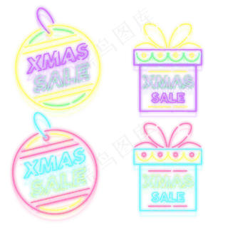 618边框霓虹灯促销图标装饰图案