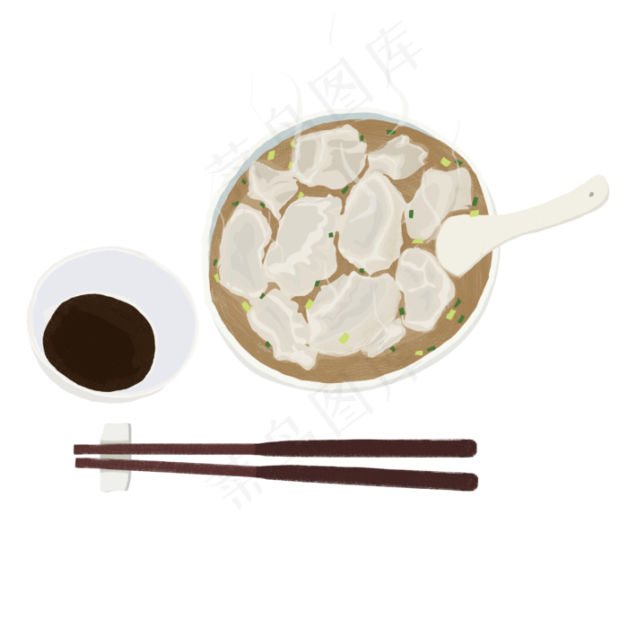 卡通手绘传统美食饺子,免抠元素(3000X3000(DPI:300))psd模版下载