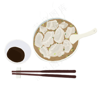 卡通手绘传统美食饺子,免抠元素