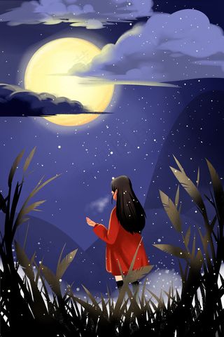 蓝色系卡通手绘风立冬配图