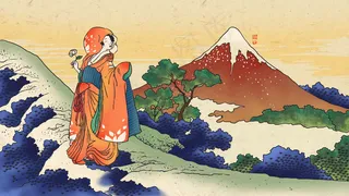 浮世绘远山美人景