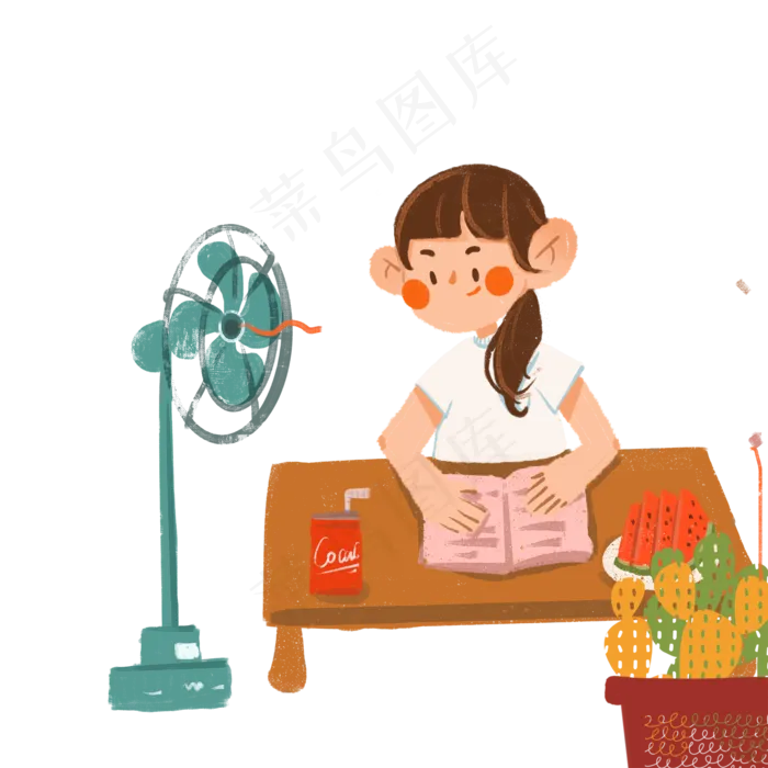 小女孩在看书免抠图(2000X2000(DPI:300))psd模版下载