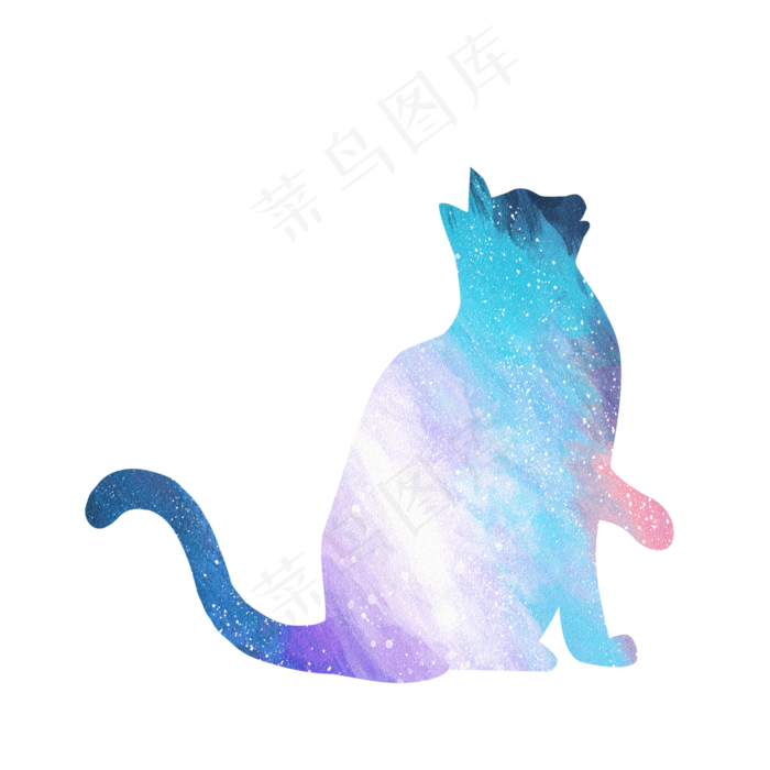 星空猫咪剪影设计免抠素材(2000X2000(DPI:300))psd模版下载