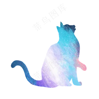 星空猫咪剪影设计免抠素材