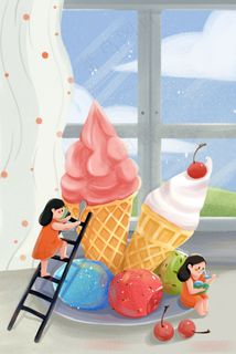 小清新夏天的冰淇淋