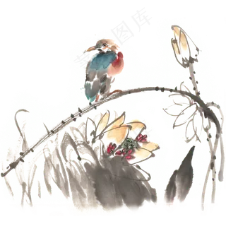幽雅兰花水墨画PNG免抠素材 幽雅兰花水墨画PNG免抠素材