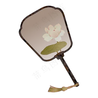 古风绢帛荷花芭蕉扇夏季用品纳凉,免抠元素