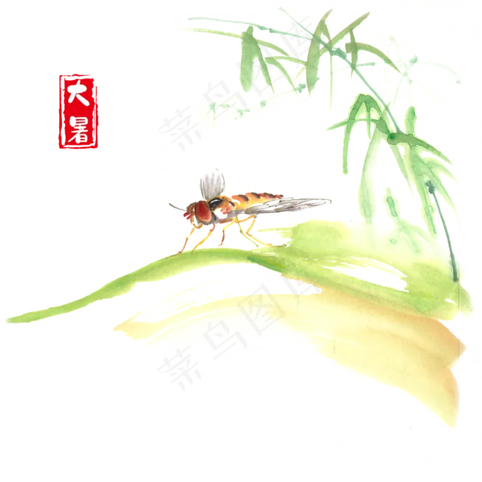 大暑绿叶与蜻蜓(3545X5315(DPI:300))psd模版下载