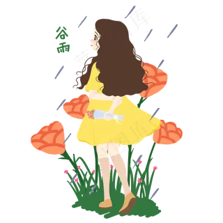 谷雨拿着花束女孩