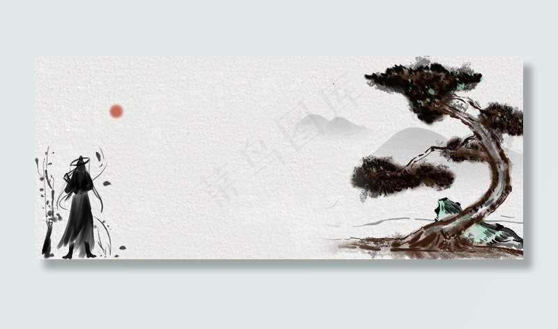 复古风灰色文艺海报banner背景