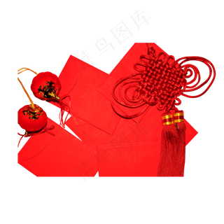 红色春节红包蝴蝶结元素,免抠元素