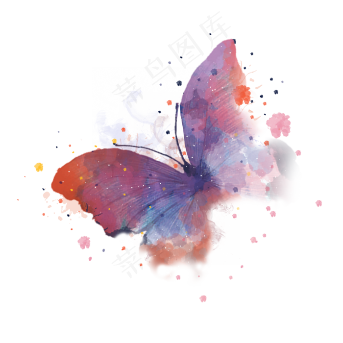 水彩动物蝴蝶素材,免抠元素