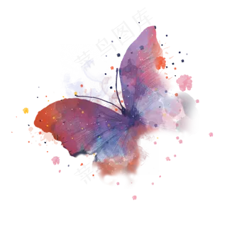 水彩动物蝴蝶素材,免抠元素