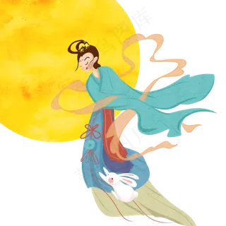 中秋嫦娥奔月佳节仙子玉兔,免抠元素