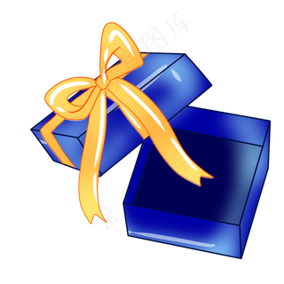 深蓝色打开的礼盒,免抠元素