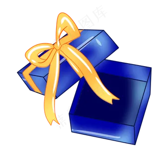 深蓝色打开的礼盒,免抠元素