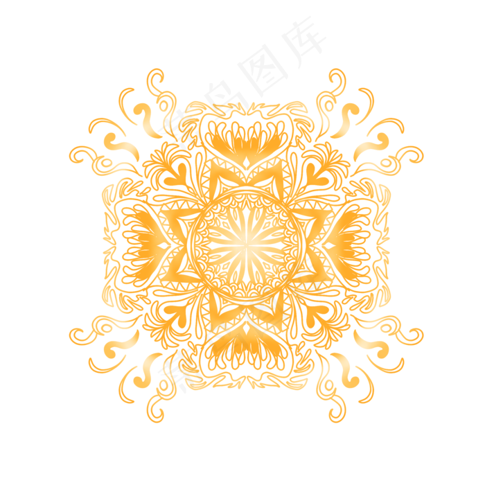 金色线描花纹