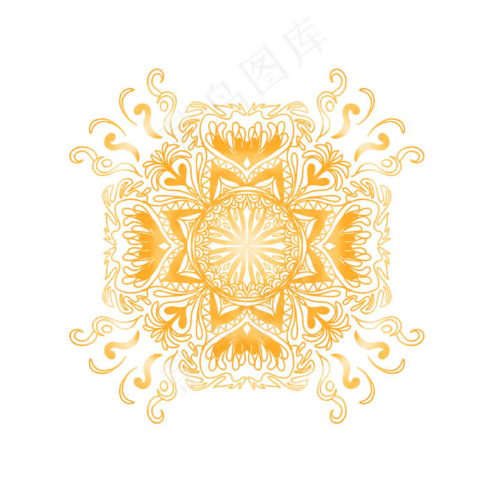 金色线描花纹(2000X2000(DPI:300))psd模版下载