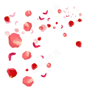 手绘植物漂浮的粉红花瓣,免抠元素 手绘植物漂浮的粉红花瓣,免抠元素