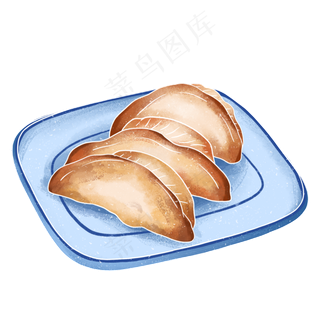 水彩食物煎饺