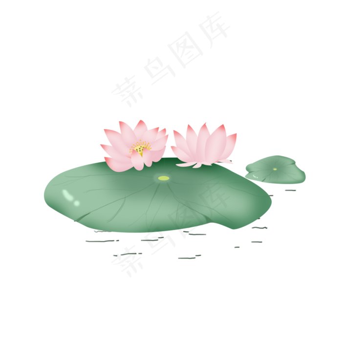 荷花荷叶绿色小清新手绘风元素