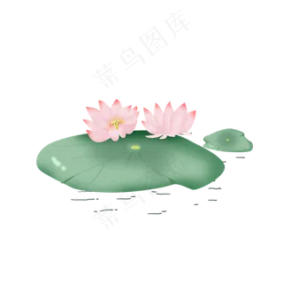 荷花荷叶绿色小清新手绘风元素