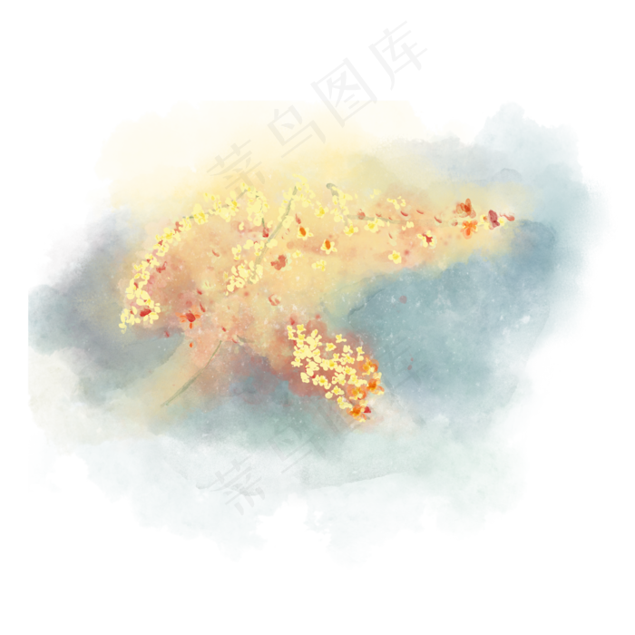 手绘水彩写意一片迎春花