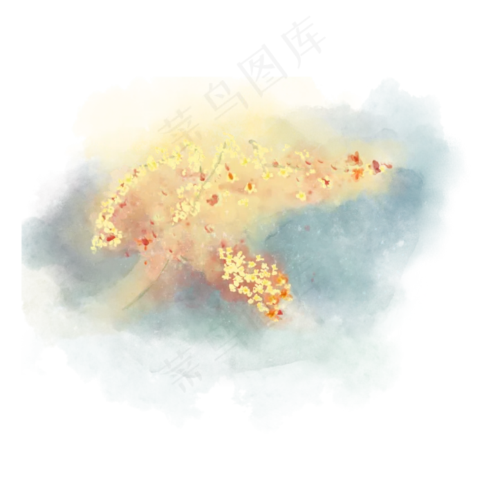 手绘水彩写意一片迎春花(2000X2000(DPI:300))psd模版下载