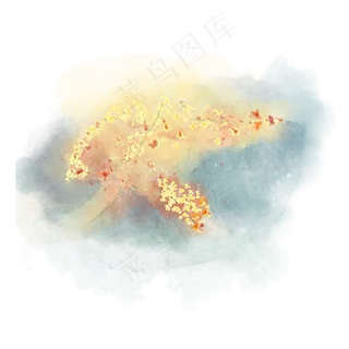 手绘水彩写意一片迎春花