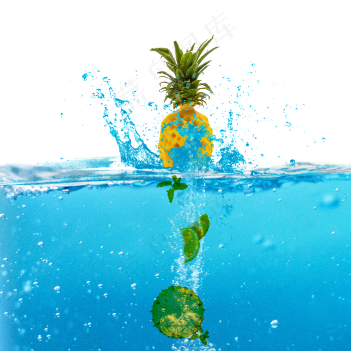 黄色冰镇水果菠萝(4724X4724(DPI:3000))psd模版下载