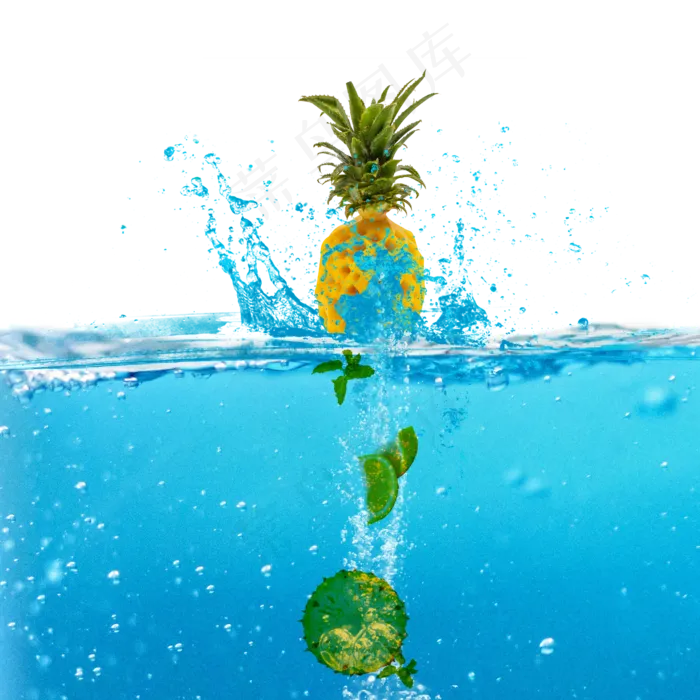黄色冰镇水果菠萝(4724X4724(DPI:3000))psd模版下载