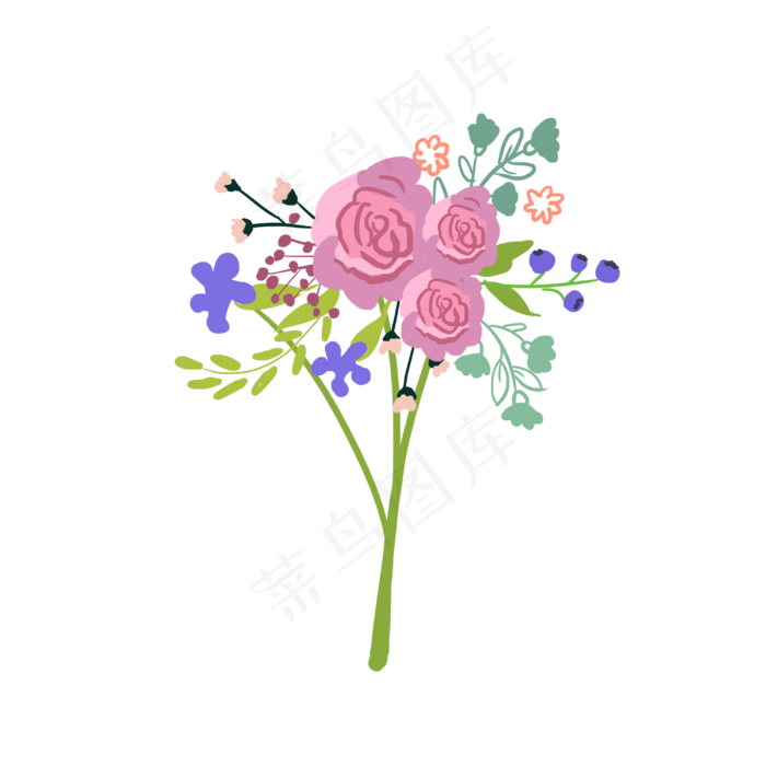 手绘紫色玫瑰(3000X3000(DPI:300))psd模版下载