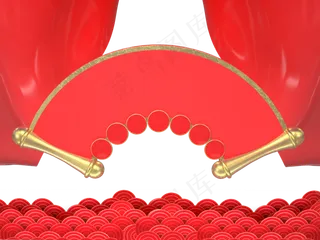 红色金色春节舞台,免抠元素