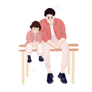 在双杠上坐着的父子