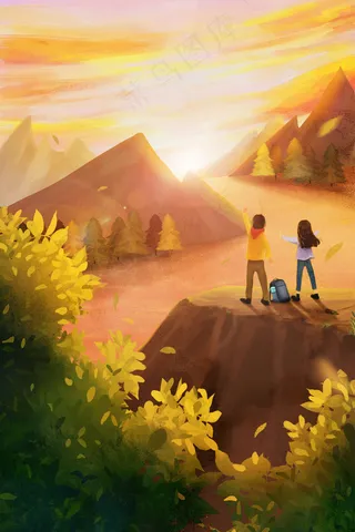 唯美秋季登高风景