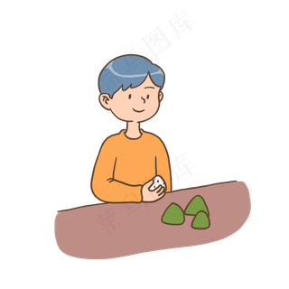 端午节吃粽子的男孩免抠元素下载