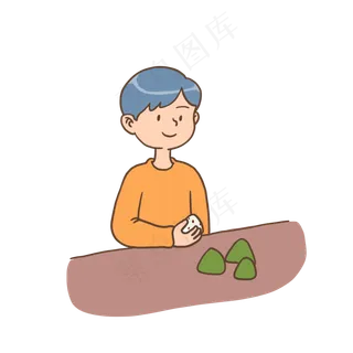端午节吃粽子的男孩免抠元素下载