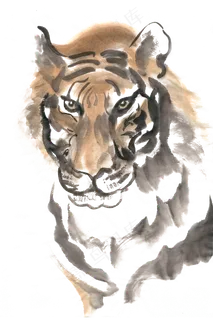 威严的老虎水墨画PNG免抠素材 威严的老虎水墨画PNG免抠素材