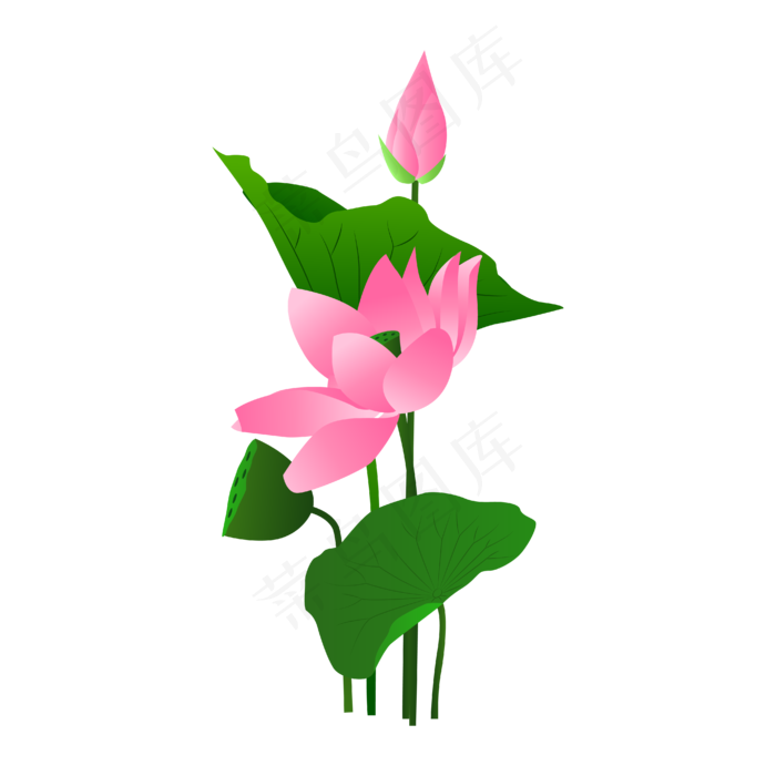 卡通粉色莲花免扣(4167*4167px 300 dpi )ai矢量模版下载